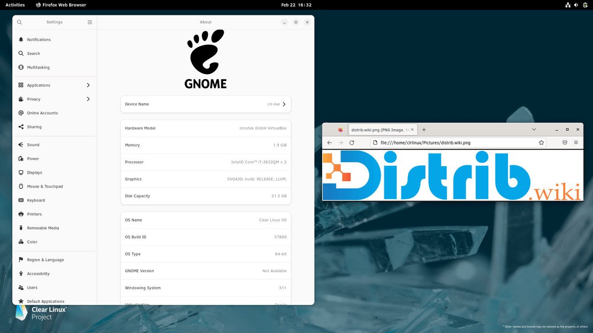 Aperçu d’écran de Clear Linux
