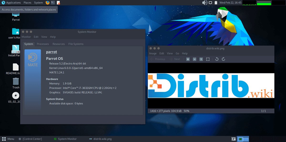 Aperçu d’écran de Parrot OS